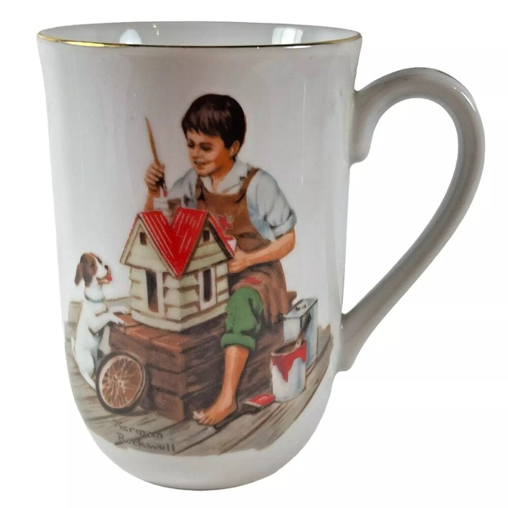 NORMAN ROCKWELL 1982 COLLECTOR'S MUG - A DOLLHOUSE FOR SIS